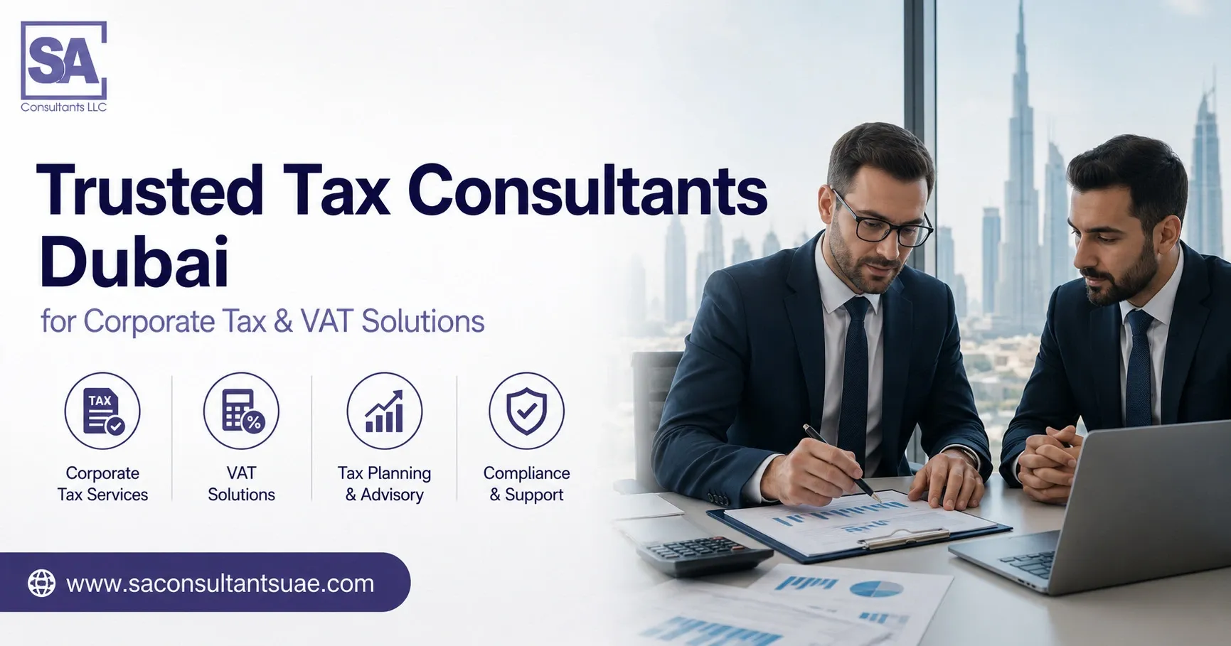 Trusted Tax Consultants Dubai delivering expert Corporate Tax and VAT solutions to ensure compliance, efficiency, and business growth.