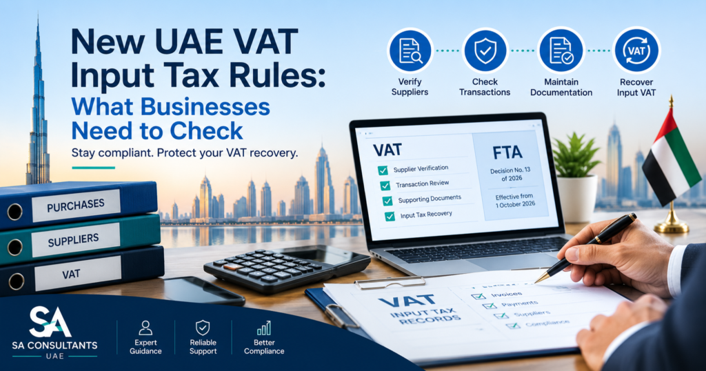 UAE VAT input tax rules 2026 for businesses